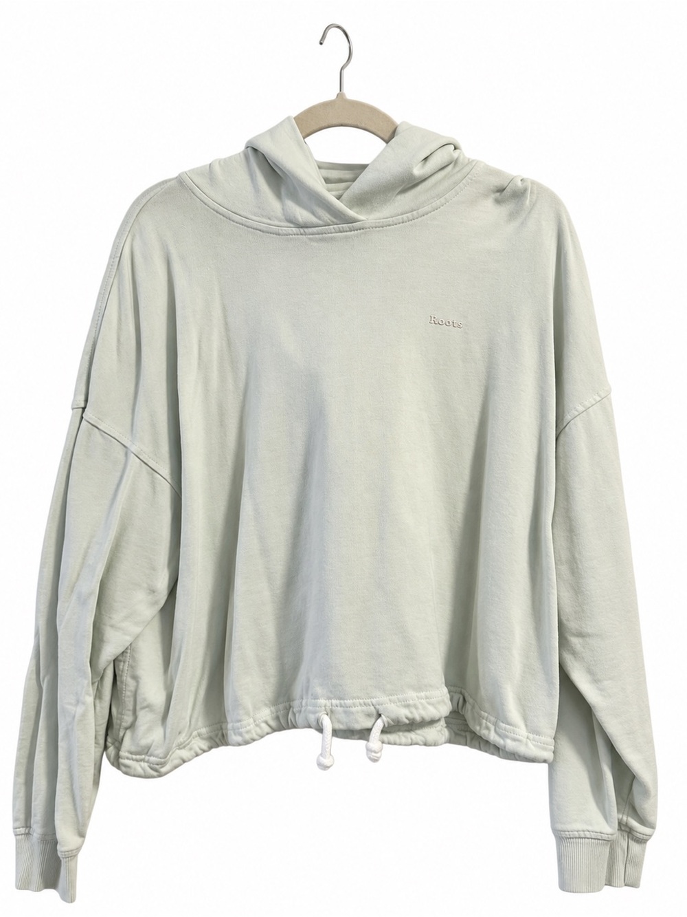 Roots Bonita Crop Hoodie Light Sage Green Size M